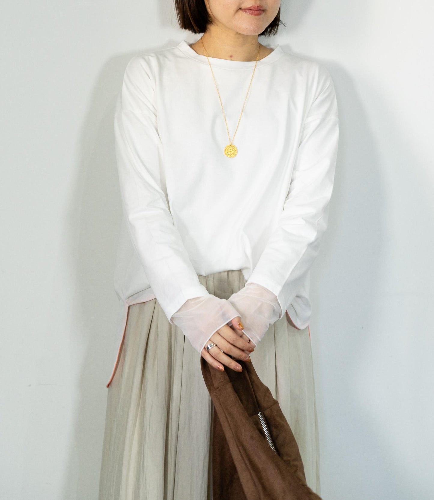 ポイントカラーロングTシャツ