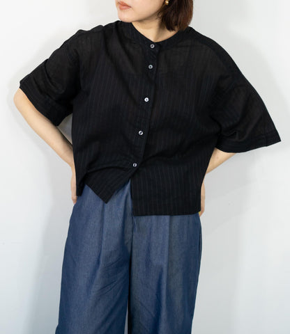 シアーストライプクロップドシャツ