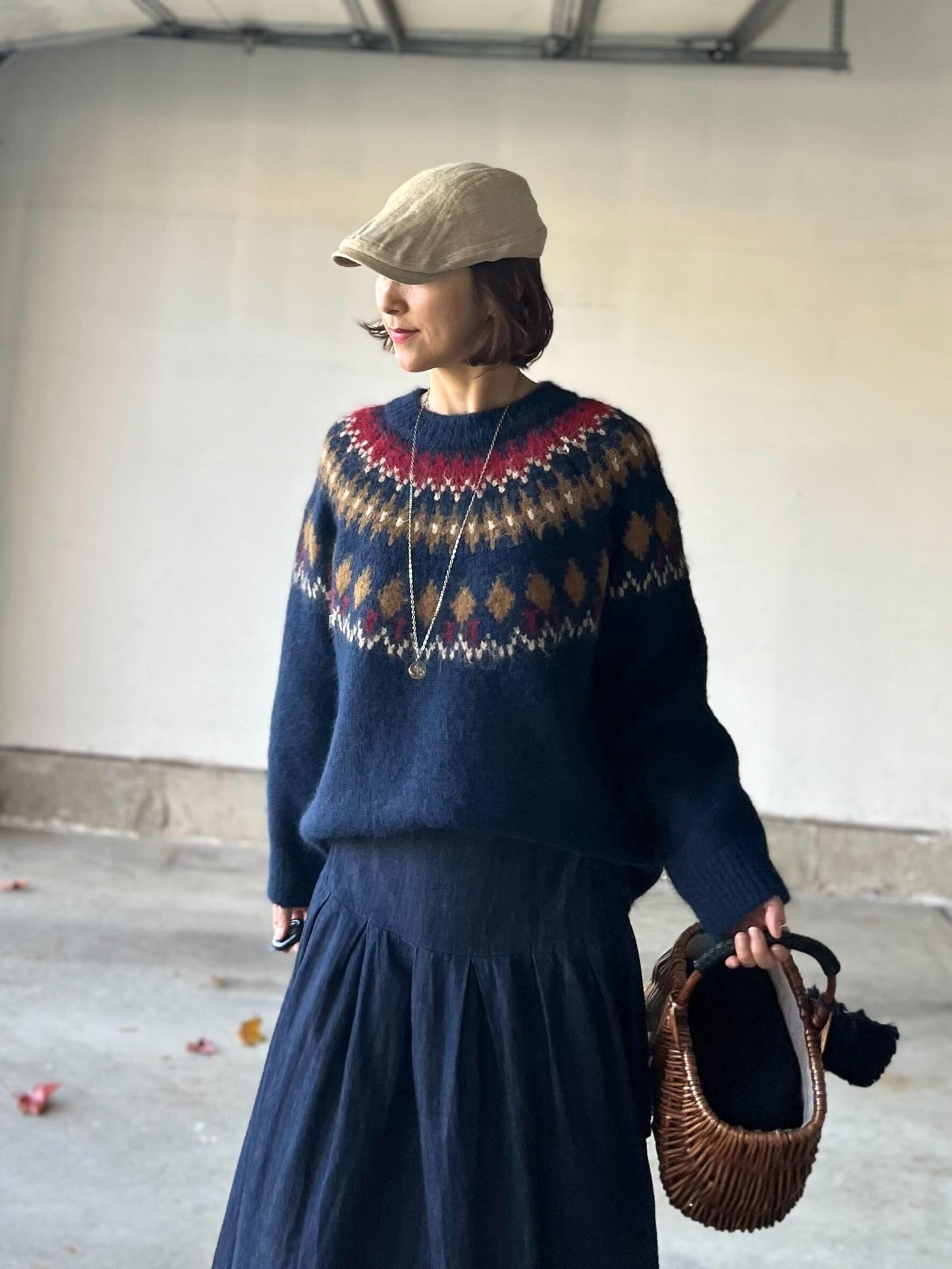 NAVYノルディックニット