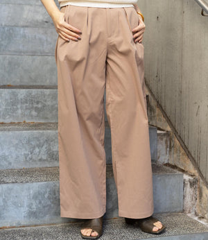 ベルト付きハイウエストストレートパンツ