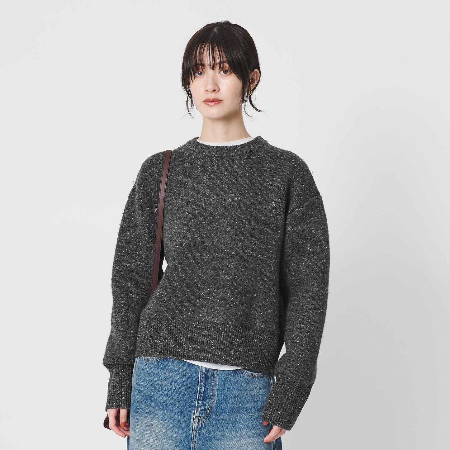 ウールブレンド シルクネップ ニットプルオーバー
