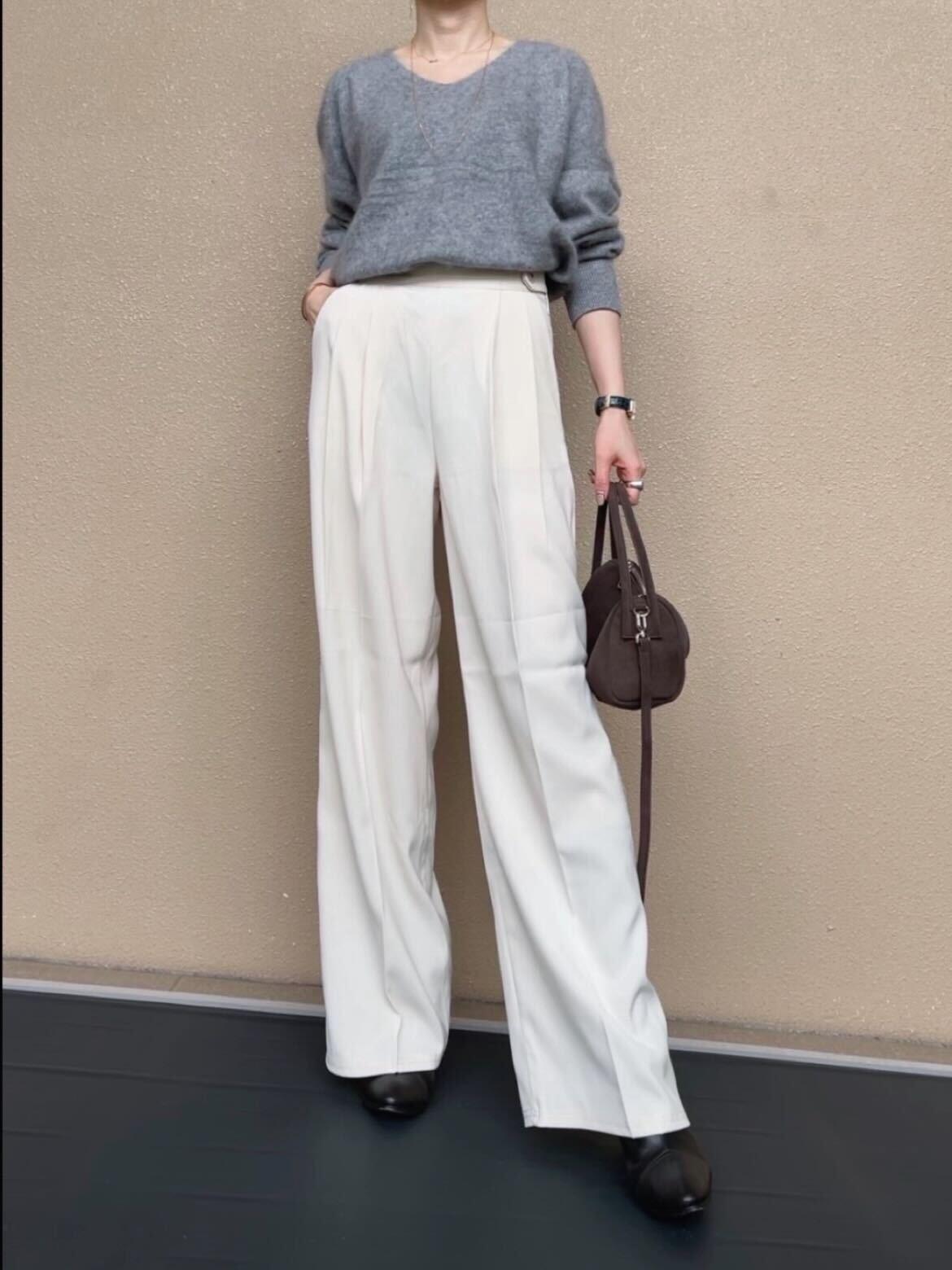 人気ディレクターmeg1006tの限定コーデセット！モヘアライクニットとタックワイドパンツセット