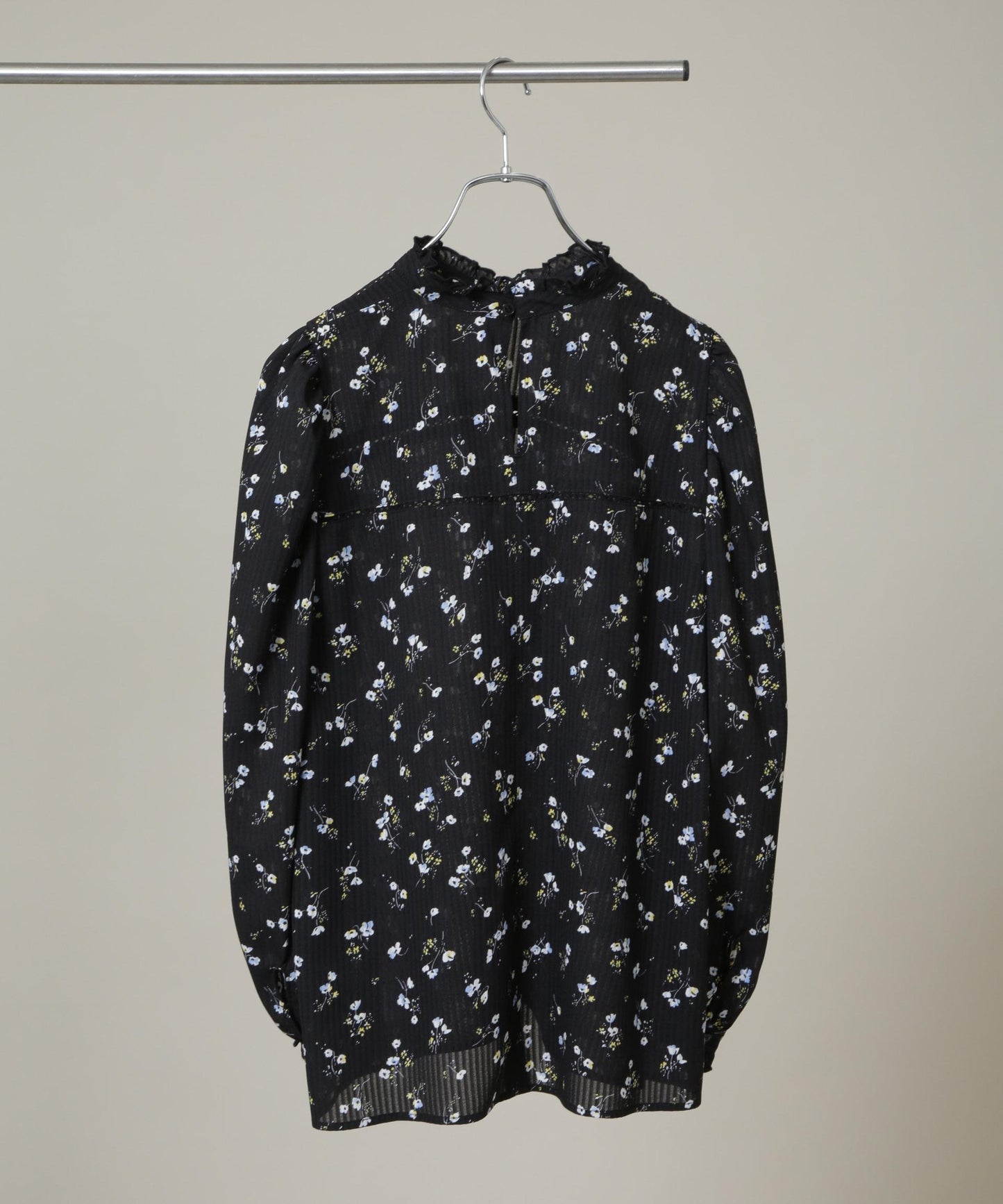 フラワープリントスタンドフリルブラウス(セットアップ可)