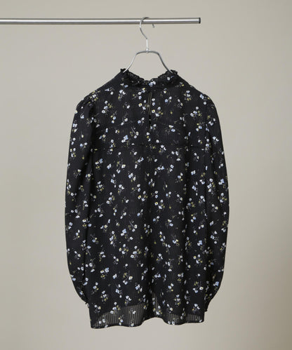 フラワープリントスタンドフリルブラウス(セットアップ可)