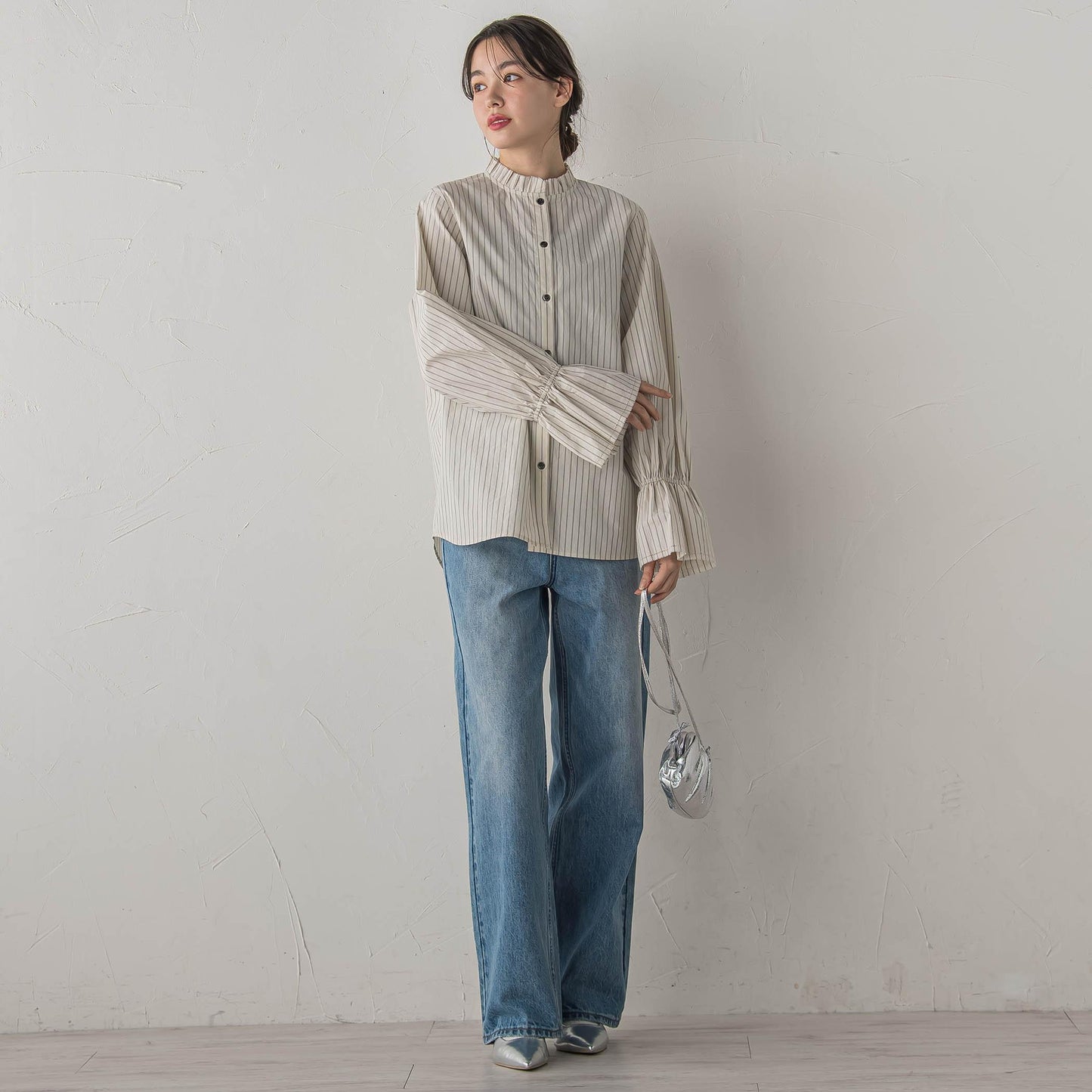 襟フリルブラウス≪洗濯機で洗える≫