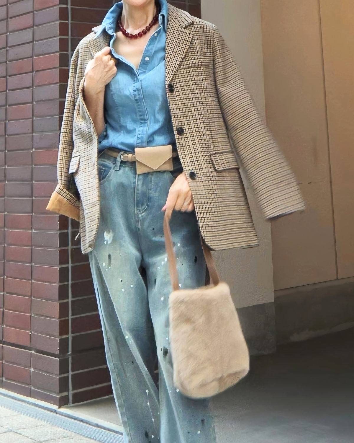 ファーバケットバッグ