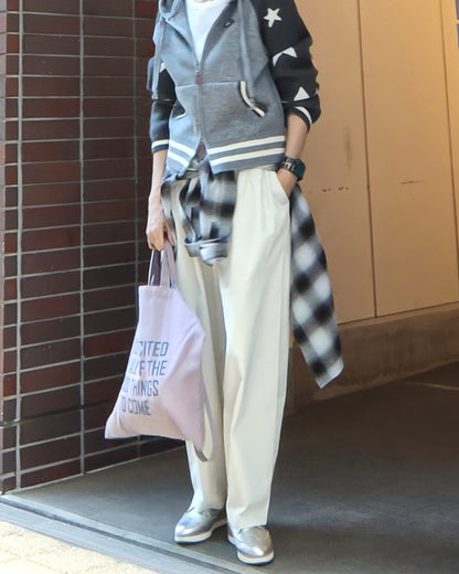 撥水シワ加工ストレッチタックワイドコクーンパンツ