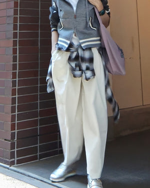 撥水シワ加工ストレッチタックワイドコクーンパンツ