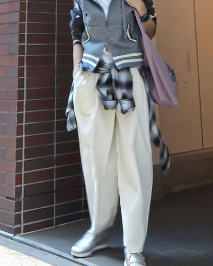 撥水シワ加工ストレッチタックワイドコクーンパンツ