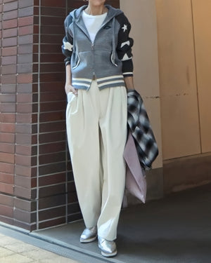撥水シワ加工ストレッチタックワイドコクーンパンツ