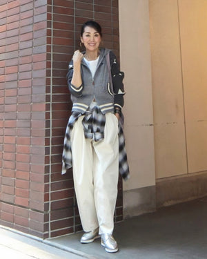 撥水シワ加工ストレッチタックワイドコクーンパンツ