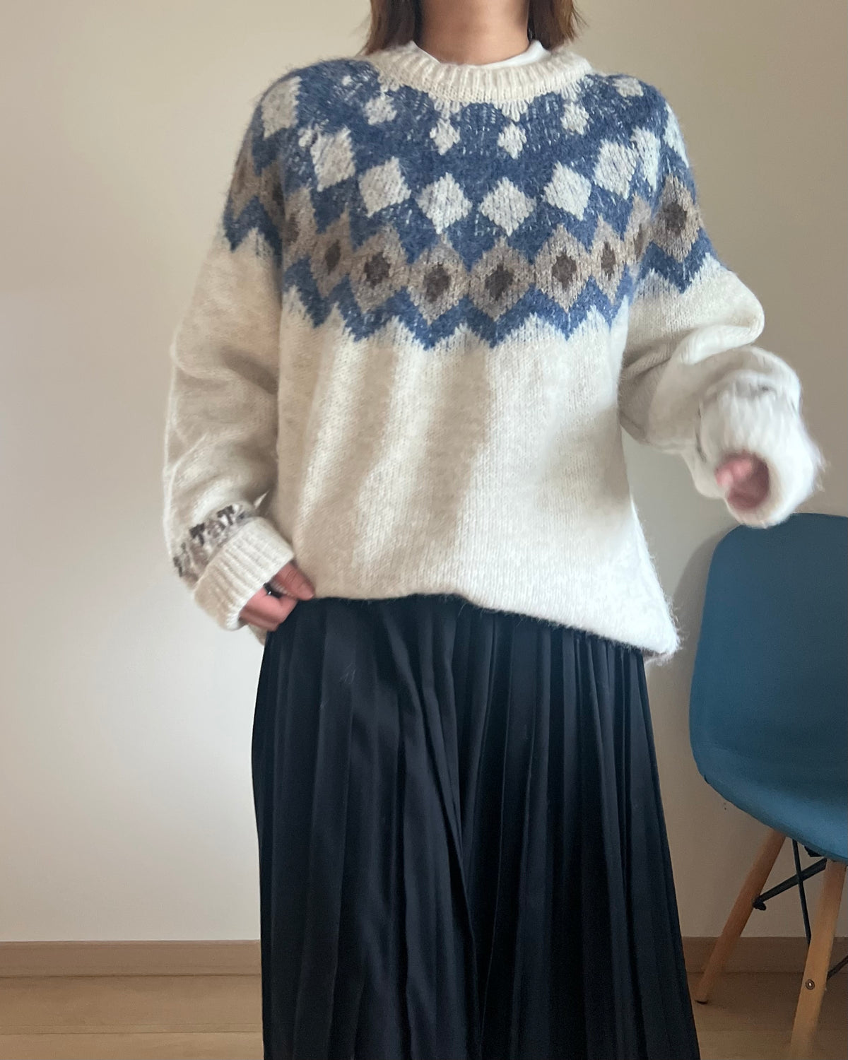 ノルディック柄オーバーサイズニット