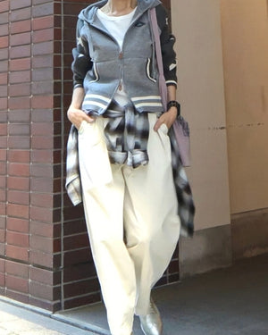 撥水シワ加工ストレッチタックワイドコクーンパンツ
