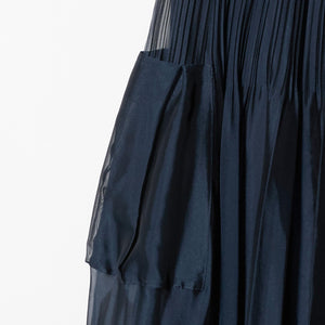 シャンブレー オーガンザ ポケット スカート