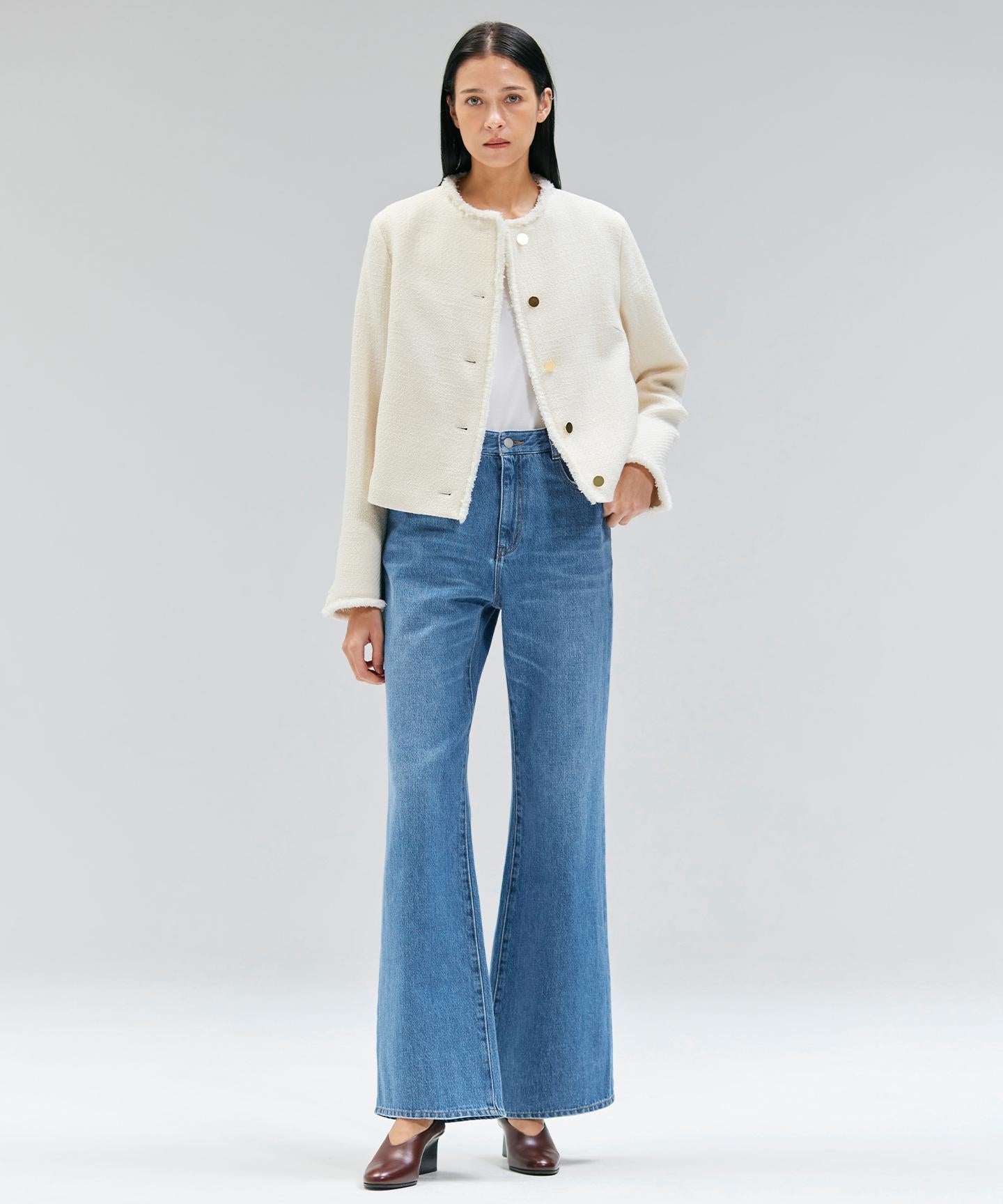 MULLIN / ウールツイードメタルボタンノーカラージャケット