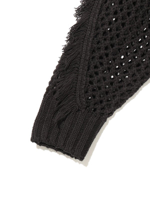 MIDIUMISOLID for Ladies フリンジメッシュプルオーバー