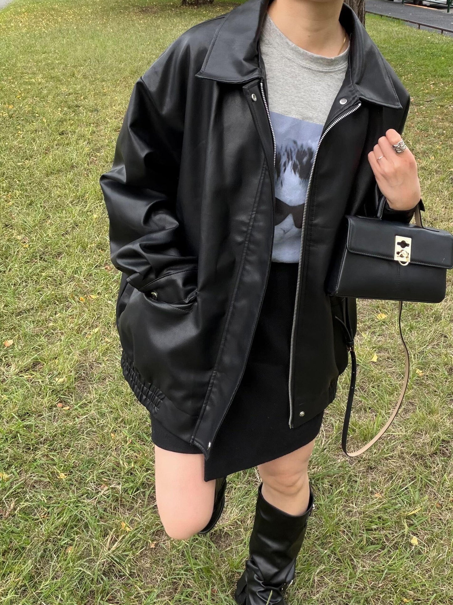 オーバーレザーライクジャケット