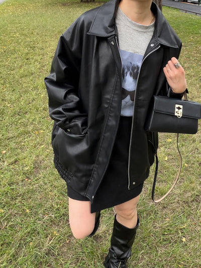 オーバーレザーライクジャケット
