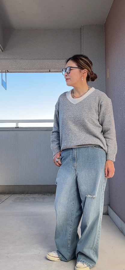 ノースリレイヤードニット