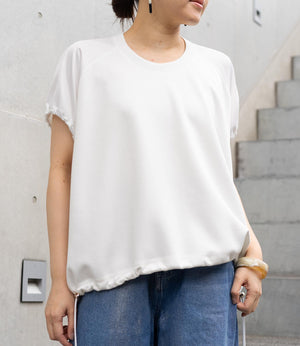 異素材切り替えドロストラグランカットソー