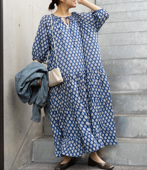 プリントティアードスキッパーワンピース