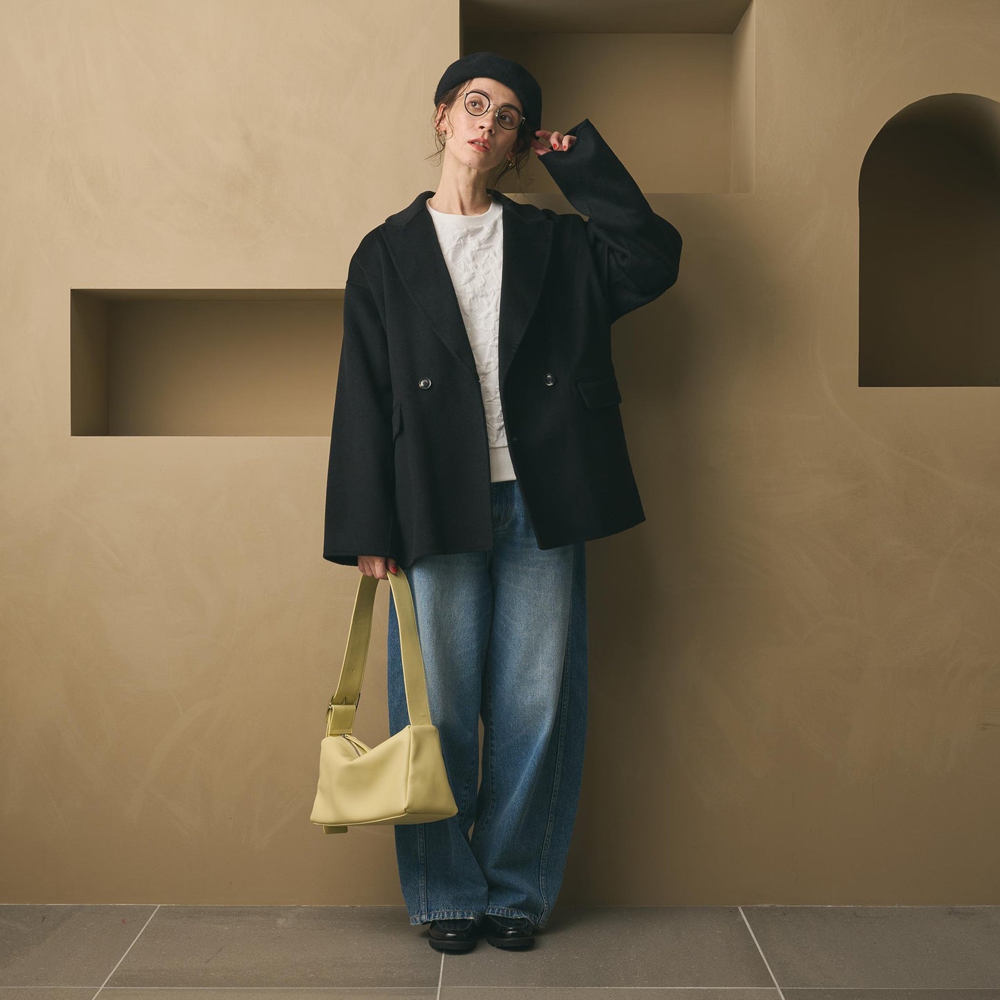 スクエア ビッグバックル ショルダーバッグ