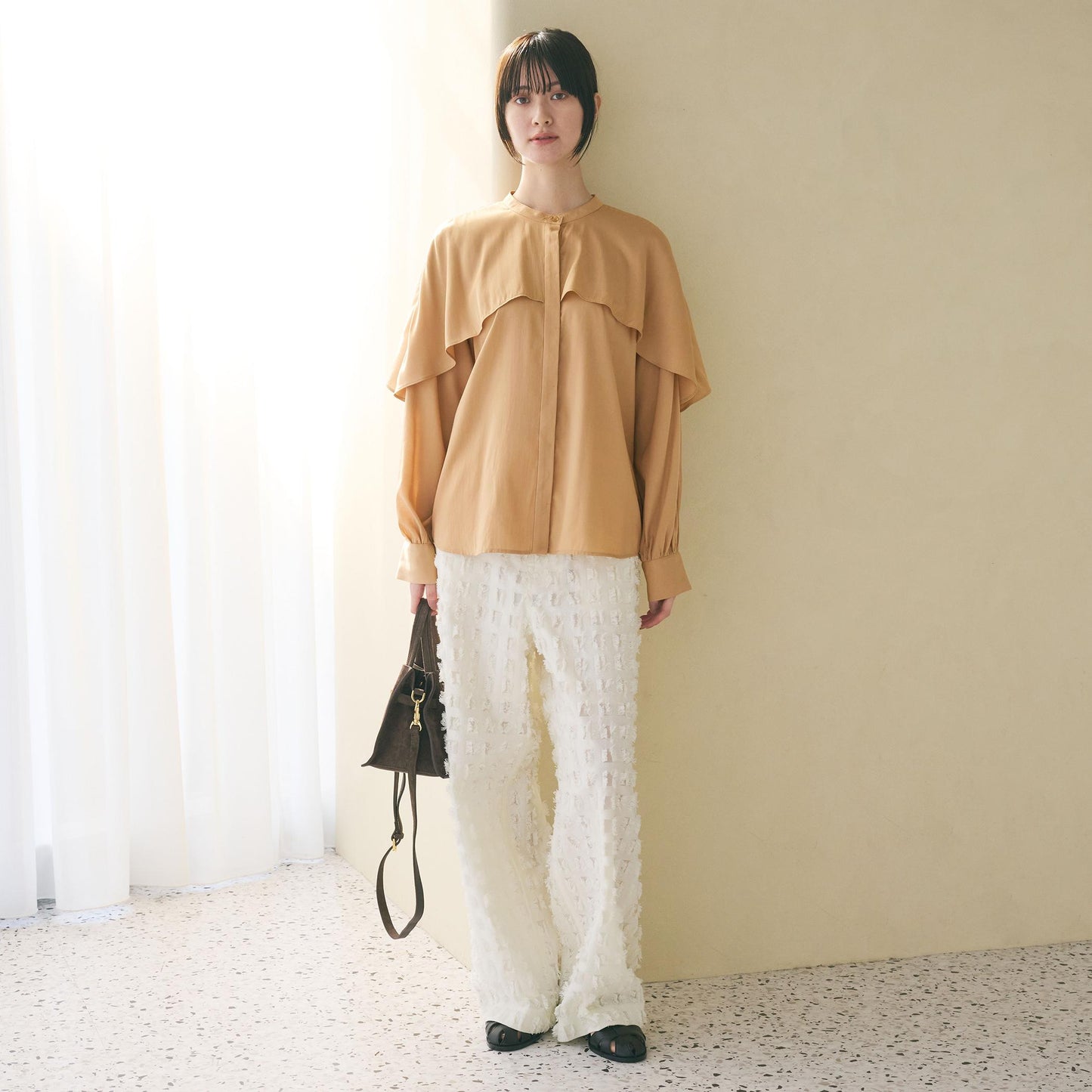 【WEB限定 Wardrobe DAILY MINIMAL】フリルレイヤーブラウス ウォッシャブル