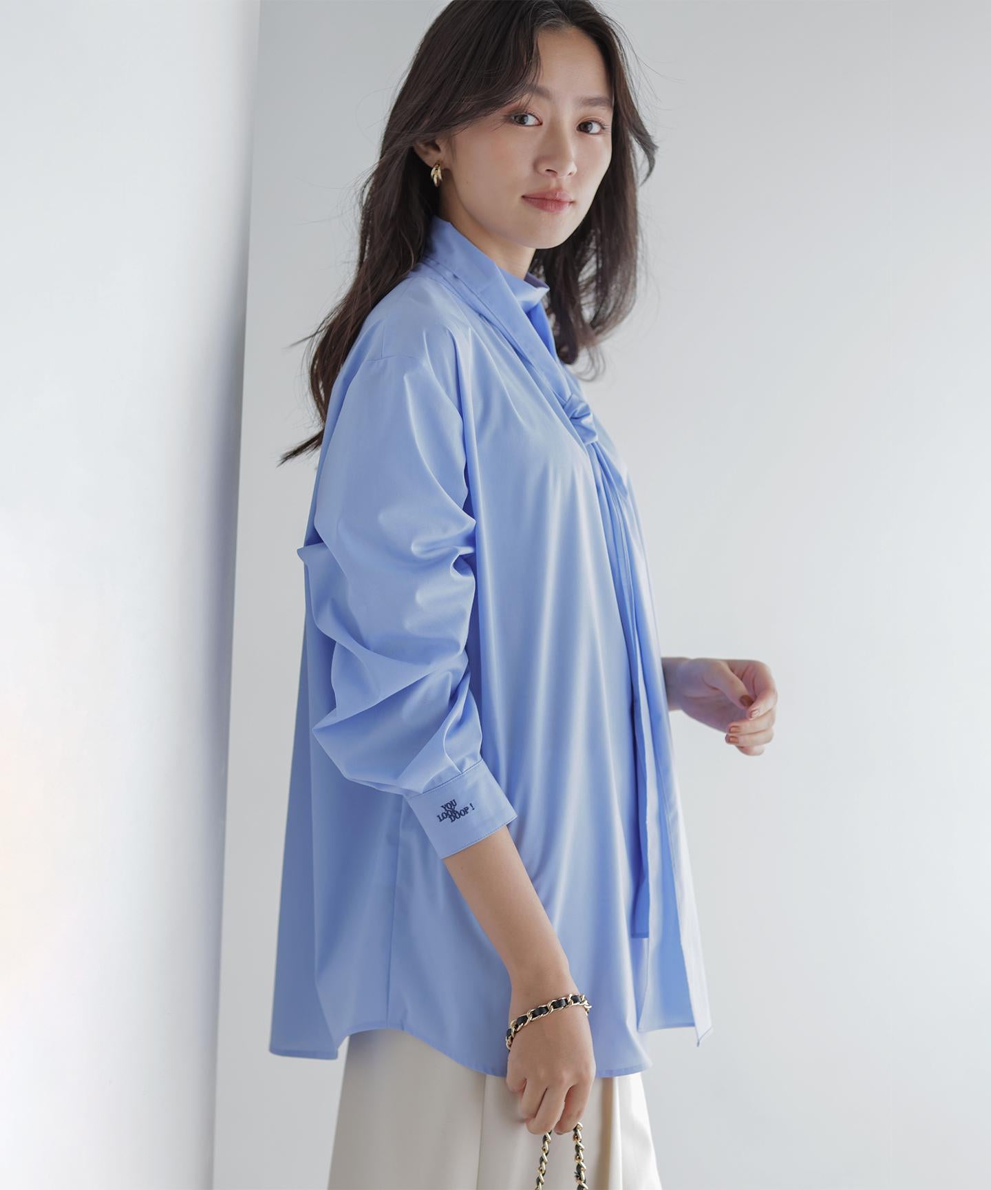 コットンタッチシャーティング刺繍入り ブラウス