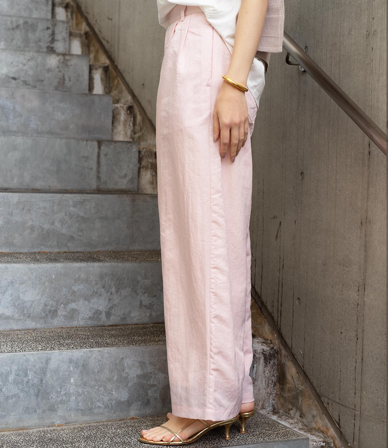 ナイロンツイルタックストレートパンツ