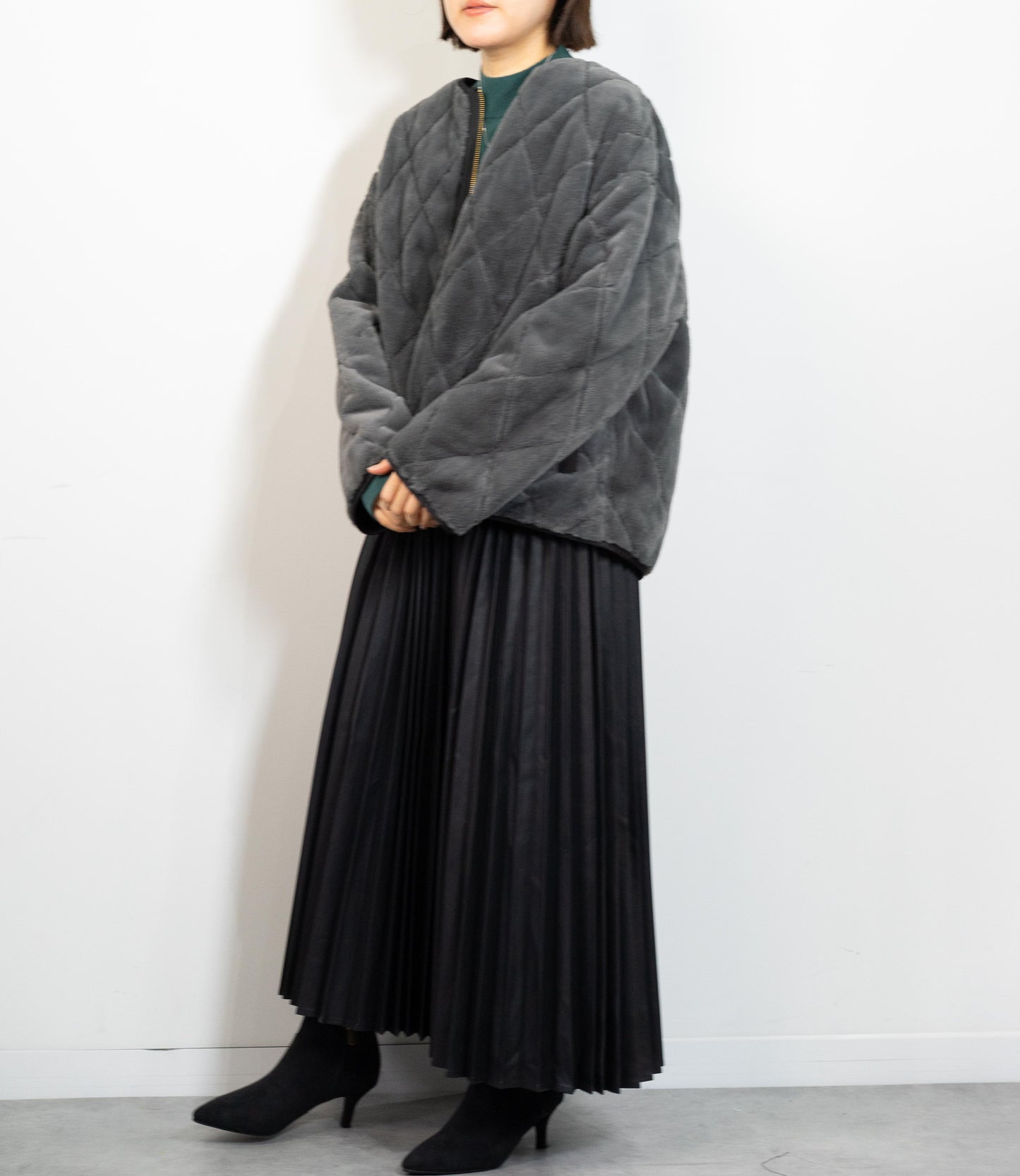 リバーシブルファーキルティングアウター