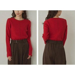 バイカラースリムニットプルオーバー