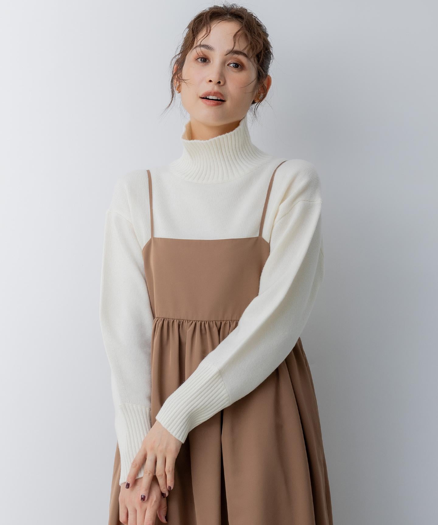 ウールカシミヤミックス ロールネック ニット