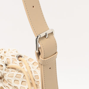 レザーライク×メッシュ コンビ ショルダーバッグ