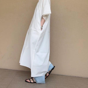 スタンドカラーコクーンワンピース