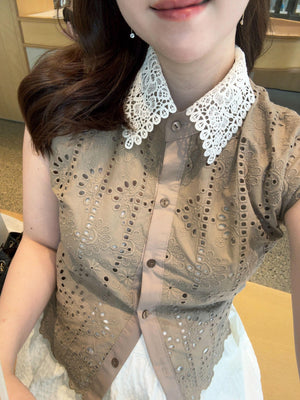 総レースシャツブラウス