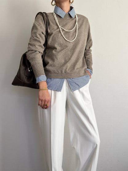 ハートロゴ刺繍ストライプシャツ