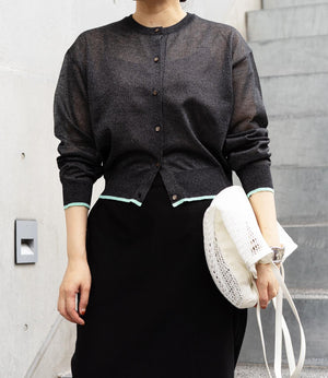 バイカラーシアーニットカーディガン