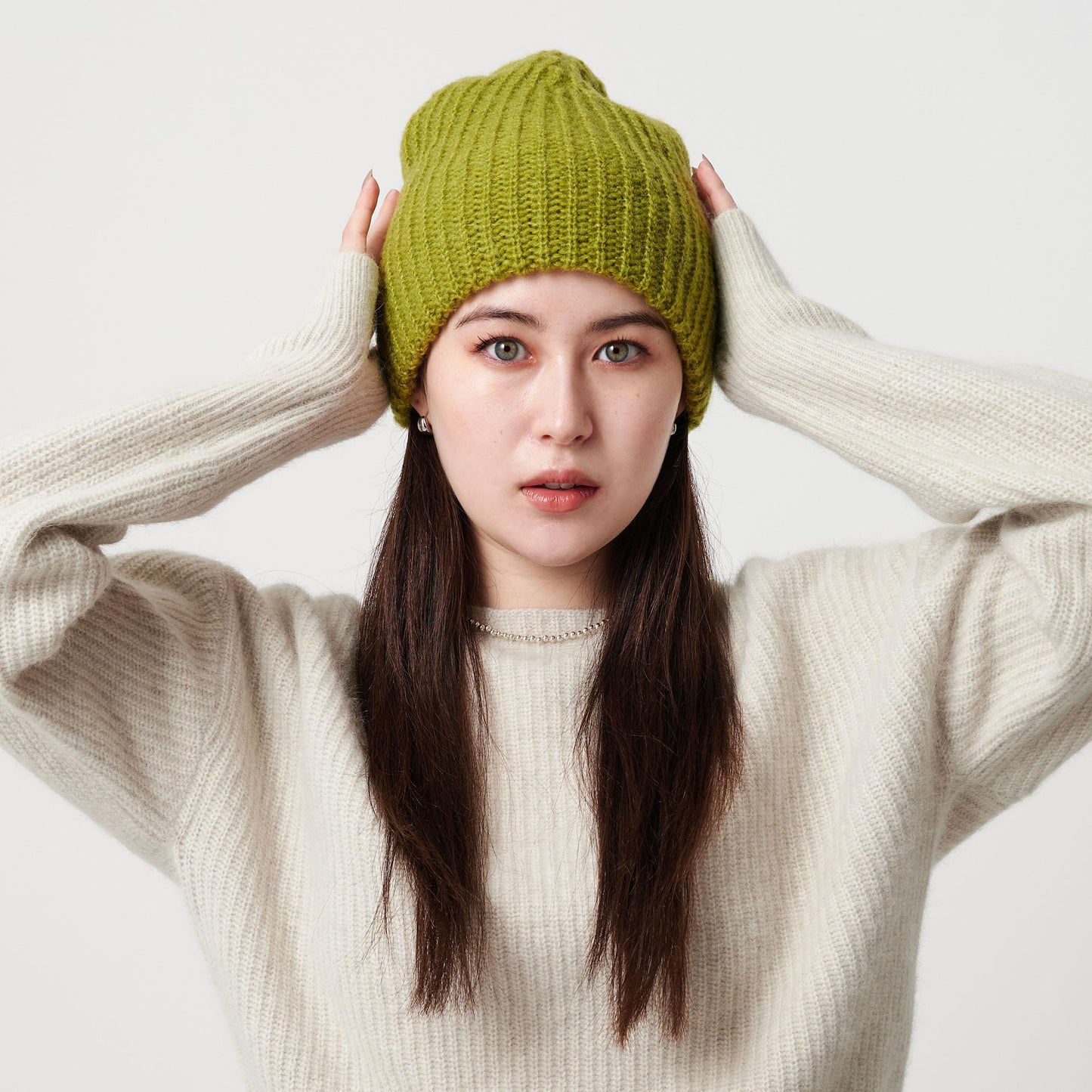 カラー ニットキャップ/オリーブ