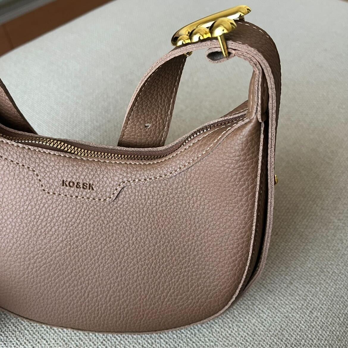 CTHY ビックハーフムーンショルダーバック ブラウン、 ベース BASE 【本革】3WAY ハーフムーン ショルダーバッグ