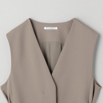 【WEB限定 Wardrobe DAILY MINIMAL】ダブルクロス リボンベルトジレ -ウォッシャブル-