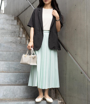 ストライププリーツフレアスカート