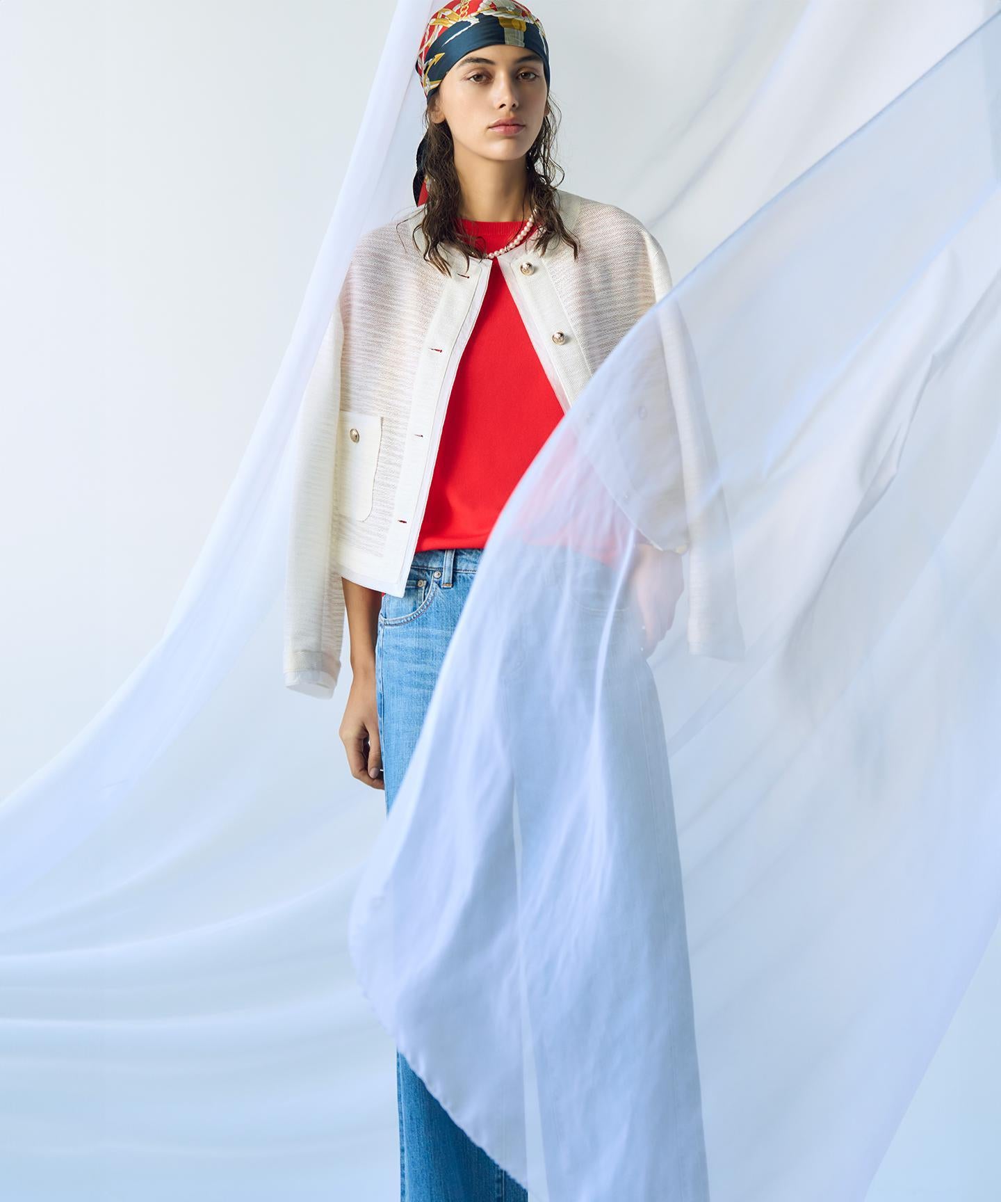 デニム ライン ワイドパンツ