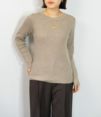 ラメリブクルーネックスリムニット