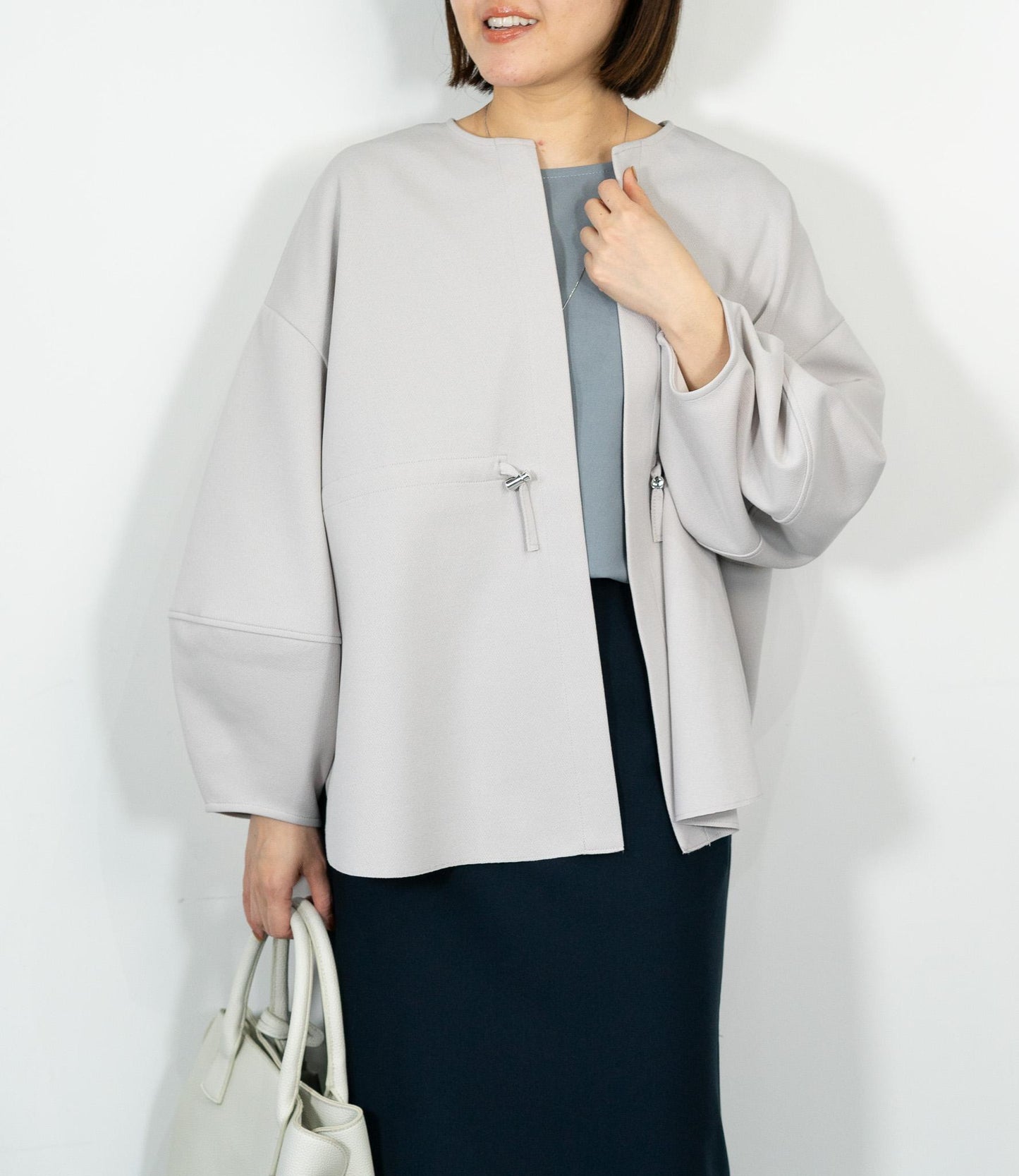 カットジョーゼットウエストマークブルゾン