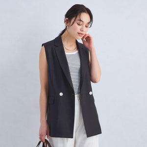 リネンライク ジレ -マシンウォッシャブル・ストレッチ-