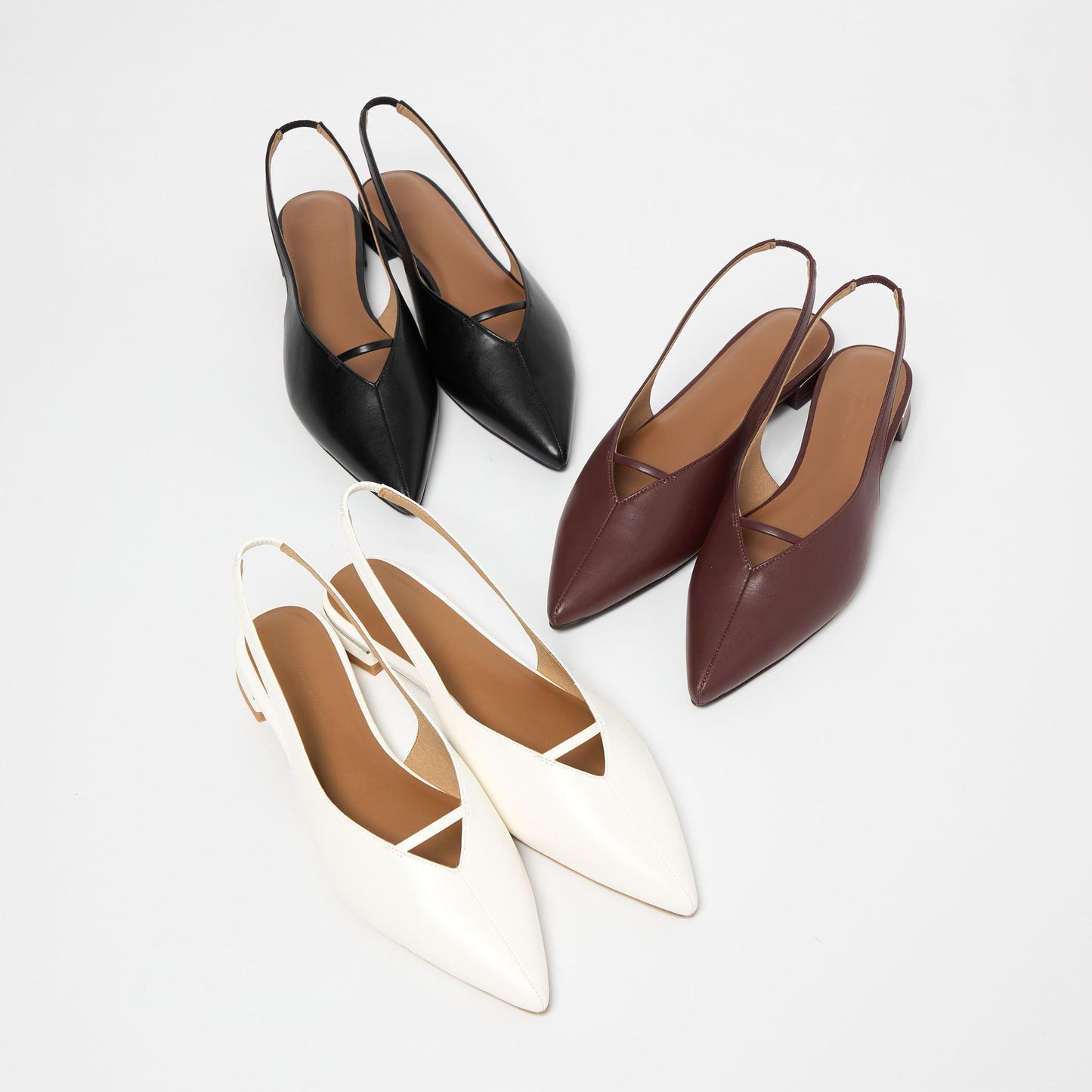 ポインテッド Vカットバー スリングバックシューズ / サンダル / パンプス