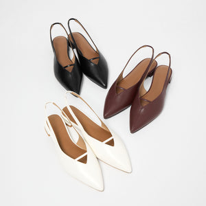 ポインテッド Vカットバー スリングバックシューズ / サンダル / パンプス