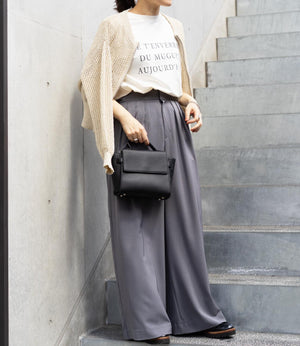 サイドベルトタックワイドスラックス