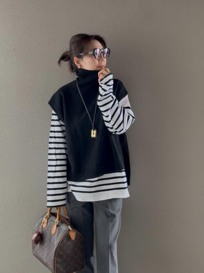 タートルネックスリットベスト