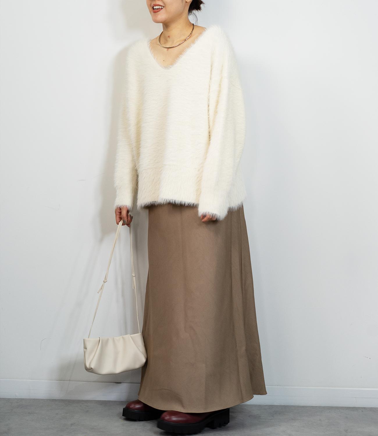 バックリボンVネックニット